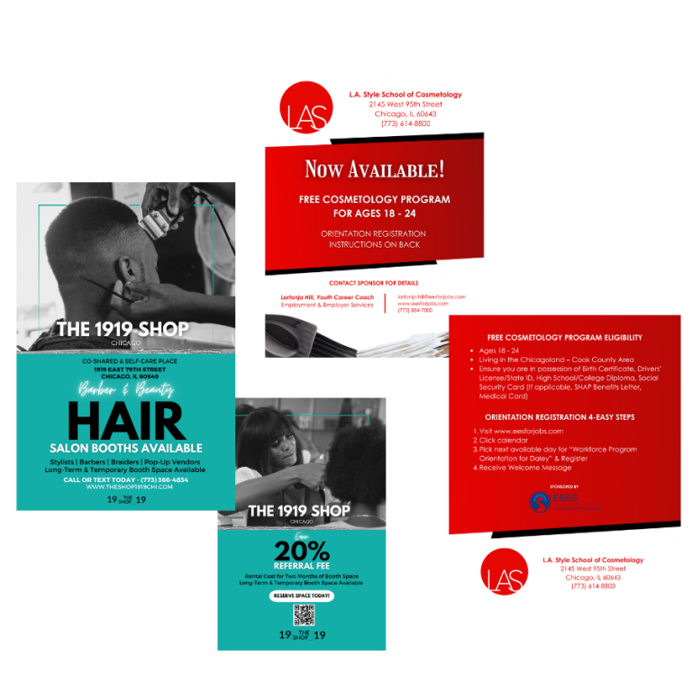 Beauty Salon & Barber Dual-Sided Flyer & Advertisement Designs for Your Shop